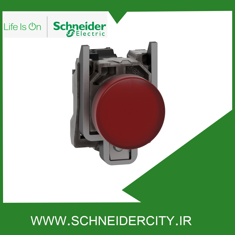 XB4BVB4 چراغ سیگنال فلزی قرمز 24 ولت AC/DC اشنایدر XB4BVB4